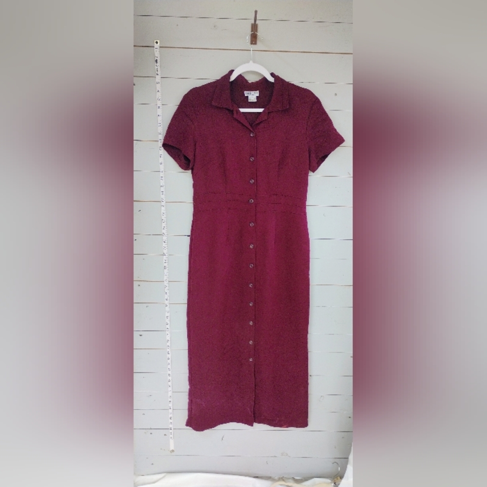 Robbie Bee Red Asymmetrical Sheath Dress with Collar